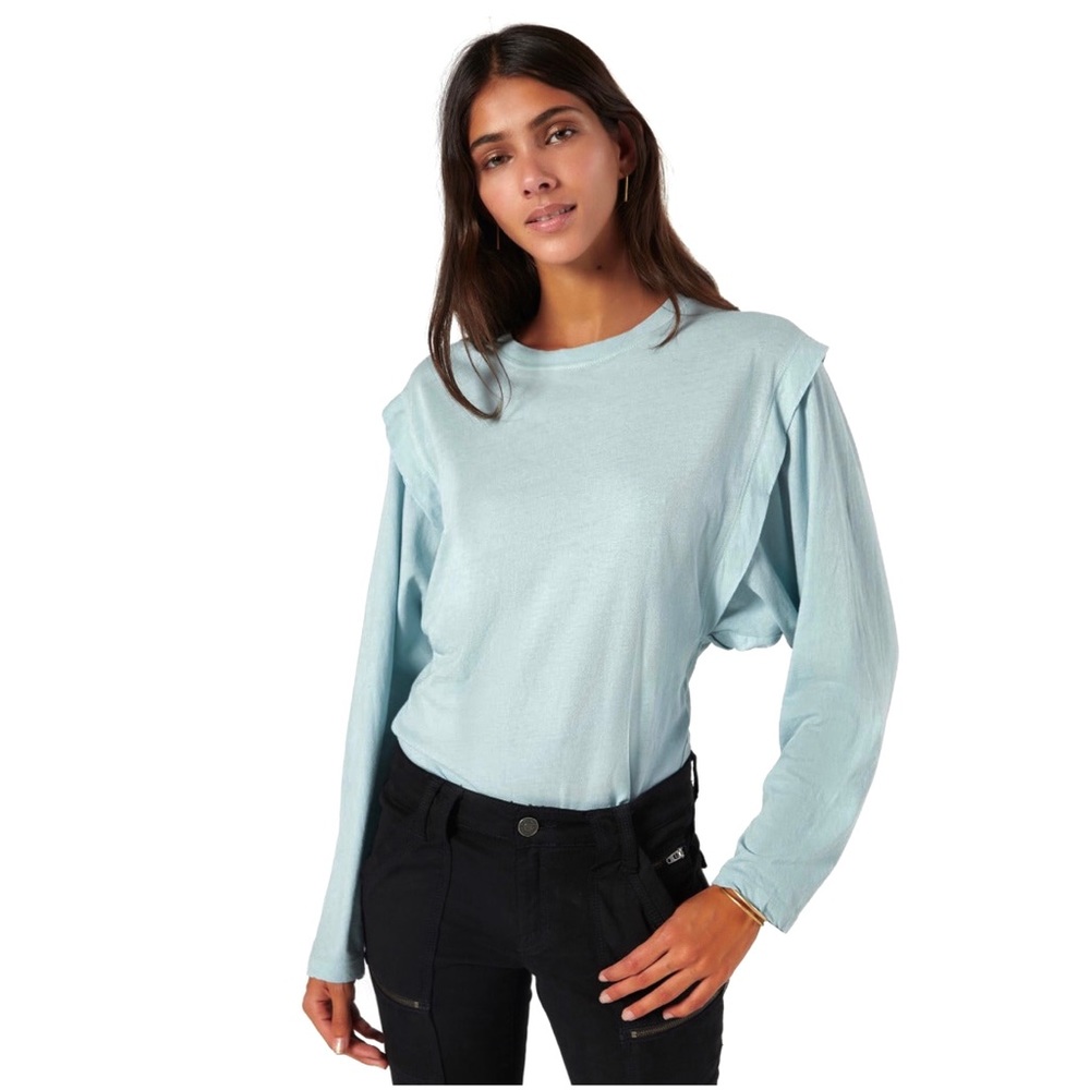 JOIE BLUE LONG SLEEVE COTTON JERSEY TOP